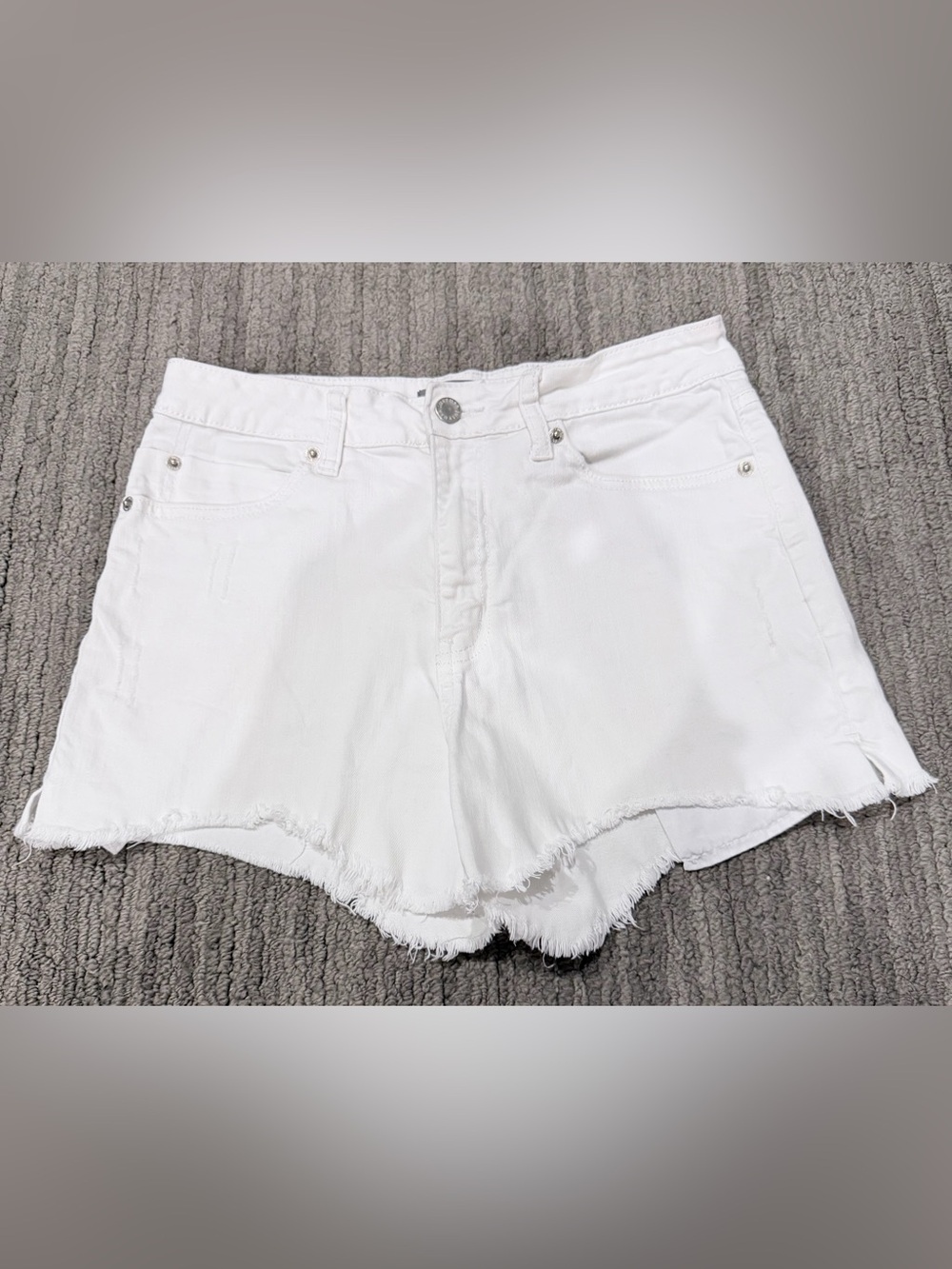 White Frayed Hem Women's Denim Shorts by Just USA Denim